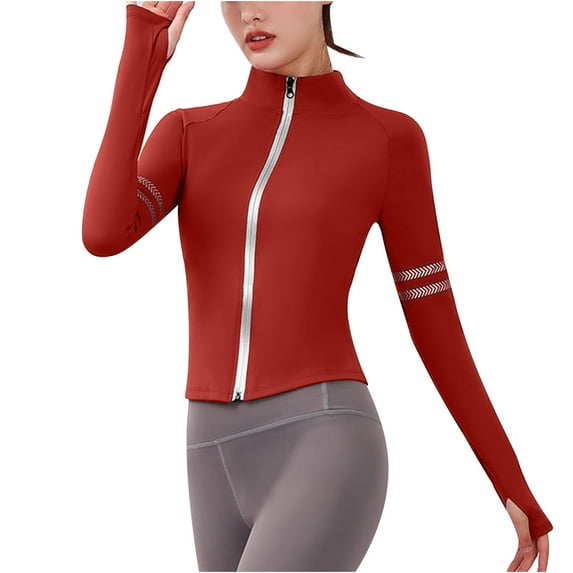 Lindreshi Cardigan Sweaters for Women Lightweight Women's Outdoor Running Fitness Exercise Zipper Quick Dry Cardigan Stand Collar Long Sleeve Jacket Yoga Jacket