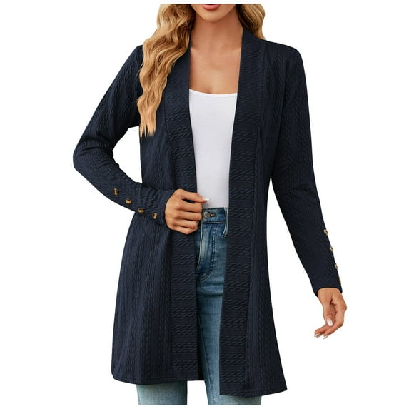 Spring Savings Clearance Lindreshi Cardigan Sweaters for Women Plus Size Women's Fashion Fall Winter Cardigan Sweater Coat Color Long Sleeve Blouse Clothing Loose Tops
