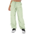 thumbnail image 1 of Lindreshi Cargo Pants for Women with Pockets Womens Fashion Summer Solid Casual Pocket Drawstring Elastic Waist Long Pants, 1 of 7