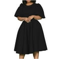 thumbnail image 1 of Lindreshi Fall Dresses for Women 2025 Homecoming Dresses Women Fashion Color Round Neck Large Skirt Hem Waist Retraction Dress, 1 of 7