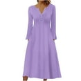 thumbnail image 1 of Lindreshi Fall Dresses for Women 2025 Homecoming Dresses Women's Casual Round Neck Long Sleeve Buttoned Folding Printed Dresses, 1 of 5