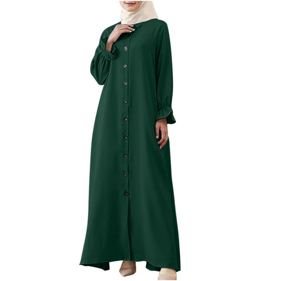 Lindreshi Fall Dresses for Women 2025 Homecoming Dresses Women's Fashion Turndown Collar Loose Long Sleeve Solid Ankle-Length Dress Long Dress