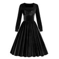 thumbnail image 1 of Lindreshi Fall Dresses for Women 2025 Homecoming Dresses Women's Neck Long Sleeve Retro High Waist Makings Dress, 1 of 6