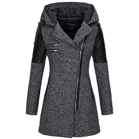 Lindreshi Fall Jackets for Women Quilted Women Warm Slim Jacket Thick Overcoat Winter Outwear Hooded Zipper Coat