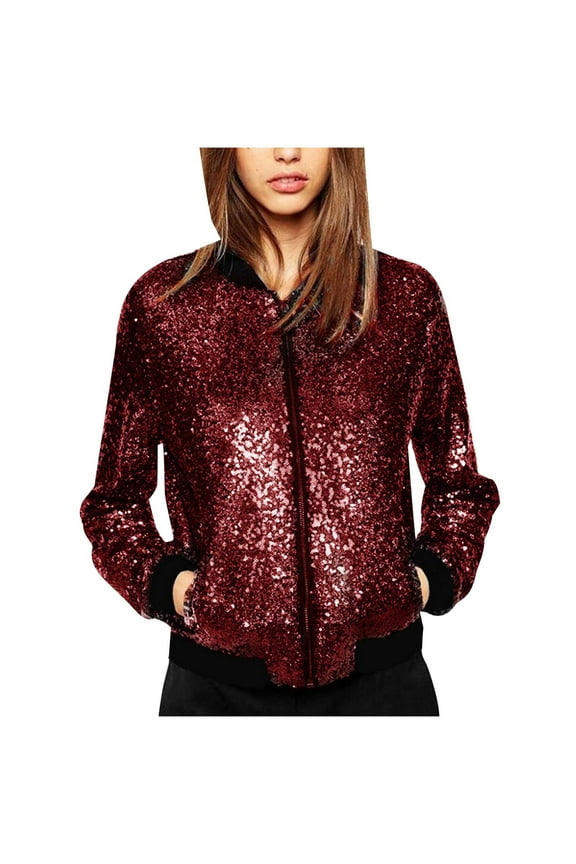 Fall Shackets for Women Plus Size Women's Casual Sequins Gradient Color Cardigan Jacket Long Sleeve Outwear