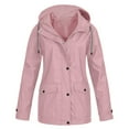 thumbnail image 1 of Spring Savings Clearance Lindreshi Fall Shackets for Women Plus Size Clearance Women Solid Rain Jacket Outdoor Plus Size Hooded Raincoat Windproof, 1 of 4