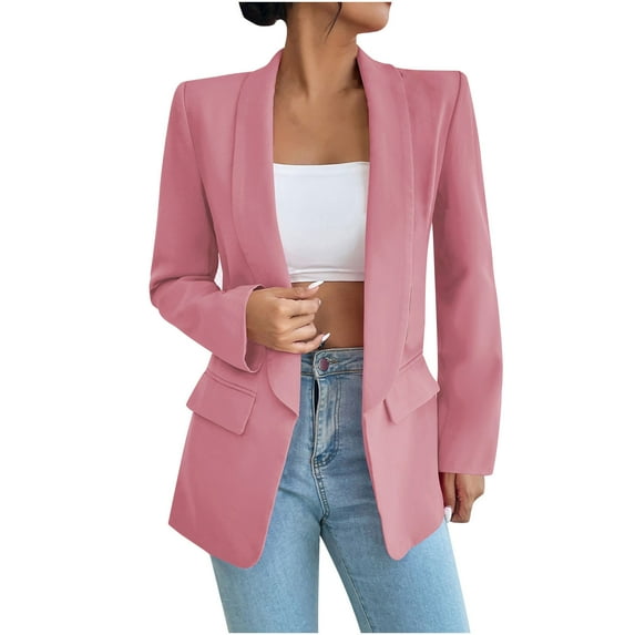 Spring Savings Clearance Lindreshi Jackets for Women Casual Fall Clearance Fashion Women's Color Long Sleeve Slim Tops Blouse Suit Outwear