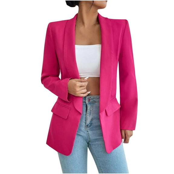 Lindreshi Jackets for Women Casual Fall Fashion Women's Color Long Sleeve Slim Tops Blouse Suit Outwear