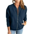 thumbnail image 1 of Lindreshi Jackets for Women Casual Fall Women's Casual Loose Fashion Color Pocket Zippered Jacket Long Sleeve Coat, 1 of 8