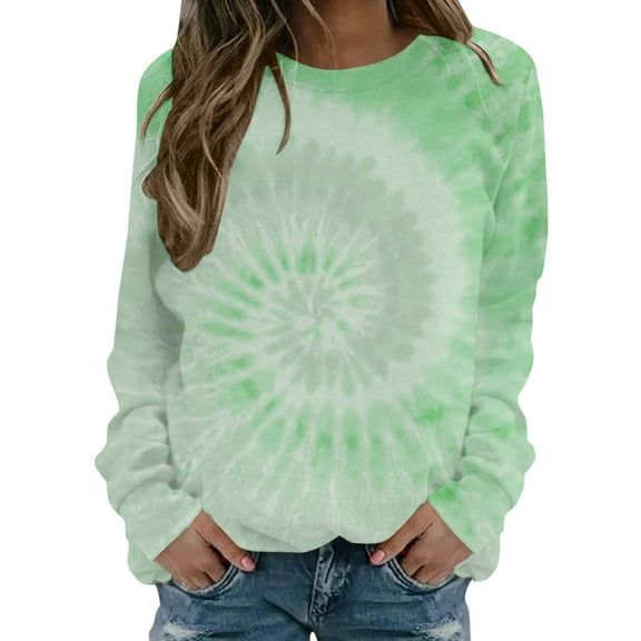 Lindreshi Long Sleeve Shirts for Women Fashion Women's Print Round-Neck Pullover Tops Long Sleeve Comfortable Blouse Sweatshirt