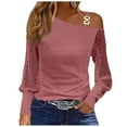 thumbnail image 1 of Spring Savings Clearance Lindreshi Long Sleeve Shirts for Women Clearance Women's Fashion Casual One Shoulder Drop Shoulder Long Sleeve Pullover Long Sleeve Top, 1 of 6