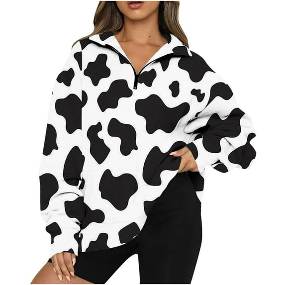 Spring Savings Clearance Lindreshi Long Sleeve Shirts for Women Clearance Womens Oversized Half Zip Pullover Long Sleeve Sweatshirt Quarter Zip Trendy Hoodie Ouffits Teen Girls Fall Clothes