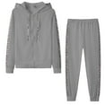 thumbnail image 1 of Lindreshi Loungewear Sets for Women 2 Piece Fashion Women's Fall Winter Casual Sports V-Neck Leopard Print Long Sleeve Pocket Zippered Sweatshirts Hoodie Set, 1 of 7