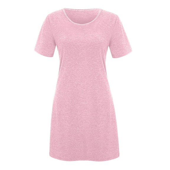 Lindreshi Midi Dresses for Women with Sleeves Fashion Women Casual Short Sleeve Solid Ladies Loose Mini Dress