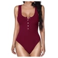 thumbnail image 1 of Lindreshi One Piece Swimsuits for Women Women's Summer Clothes Sleeveless Round Neck Slimming Belly Covering Rib Sleeveless Vest Buttoned Swimsuit, 1 of 7