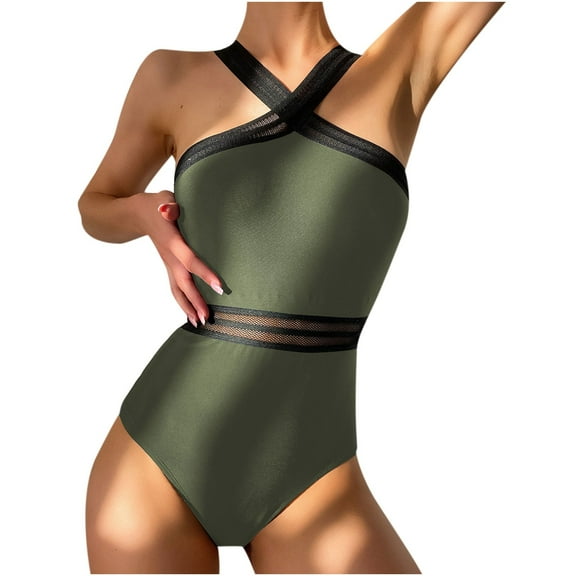 Lindreshi One Piece Swimsuits for Women Women's Solid Color Bikini Swimsuit Beachwear Set