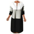thumbnail image 1 of Lindreshi Plus Size Dresses for Women on Winter New Sweater Women's Zipper Contrast Panel Long Sleeve Zipper Long Dress, 1 of 6