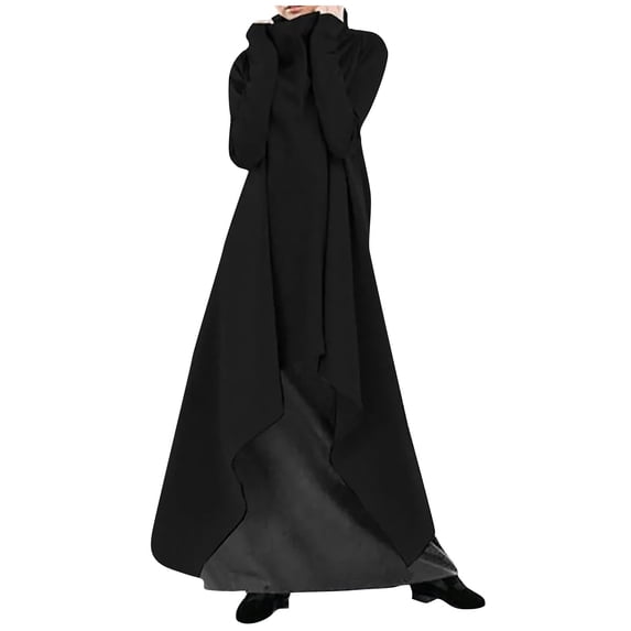 Lindreshi Plus Size Dresses for Women on Women's Loose Irregular Color Robe Sweatshirt Turtleneck Pullover Dress