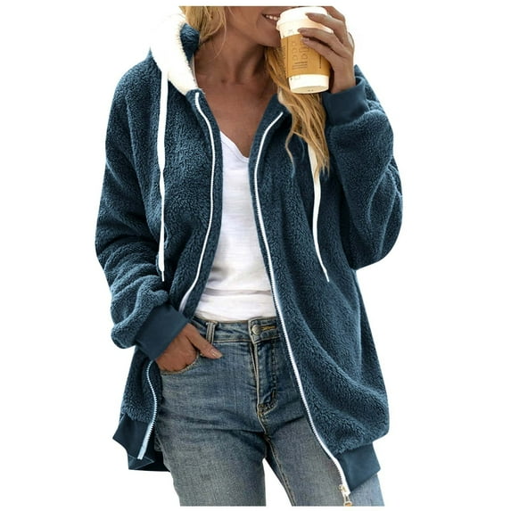 Lindreshi Plus Size Tops Long Sleeve Fashion Women's Zipper V-Neck Pullover Tops Long Sleeve Hooded Blouse Sweatshirt