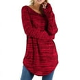 thumbnail image 1 of Lindreshi Plus Size Tops Long Sleeve Clearance Women's Color Long Slim Round Neck Long Sleeve T-Shirt Tops, 1 of 2
