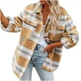 thumbnail image 1 of Lindreshi Shackets for Women 2023 Fall Women Autunm and Winter Plaid Printed Long Sleeve Turn-down Collar Suit Cardigan Woolen Coat Tops, 1 of 9