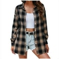 thumbnail image 1 of Spring Savings Clearance Lindreshi Shackets for Women 2023 Fall Fashion Woman Long Sleeve T-Shirt Open Front Loose Outerwear Plaide Blouse Coat Tops, 1 of 7