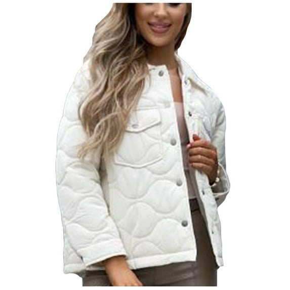 Lindreshi Shackets for Women 2023 Fall Womens Fashion Ladies Casual Solid Turn-down Neck Button Jacket Casual Coat Outwear