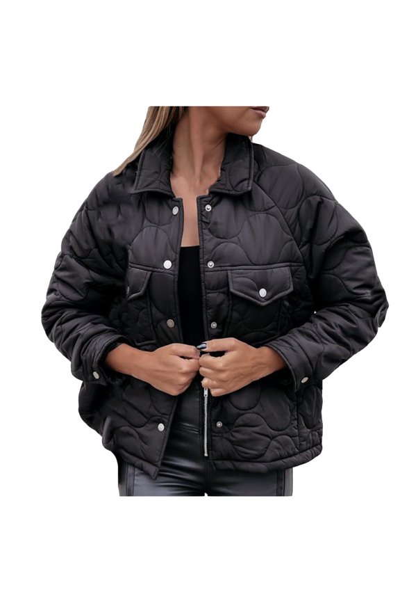 Shackets for Women 2025 Fall Womens Fashion Ladies Casual Solid Turn-down Neck Button Jacket Casual Coat Outwear