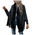thumbnail image 1 of Lindreshi Sweaters for Women Trendy Women Fashion Casual Knitted Leopard Print Collar Tassels Sweater Long Sleeve Cardigan Tops, 1 of 7