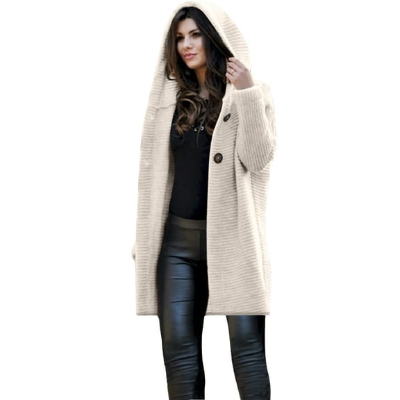 Lindreshi Sweaters for Women Trendy Women's Long Sleeve Pure Color Loose Long Sweater Cardigan Hooded Outwear