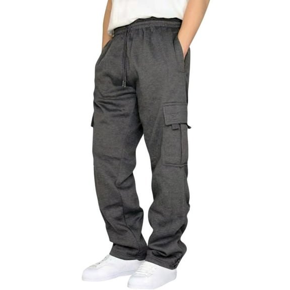 Lindreshi Sweatpants for Men Big and Tall Women Casual Trousers High Waist Drawstring with Multi-Pockets Long Pants
