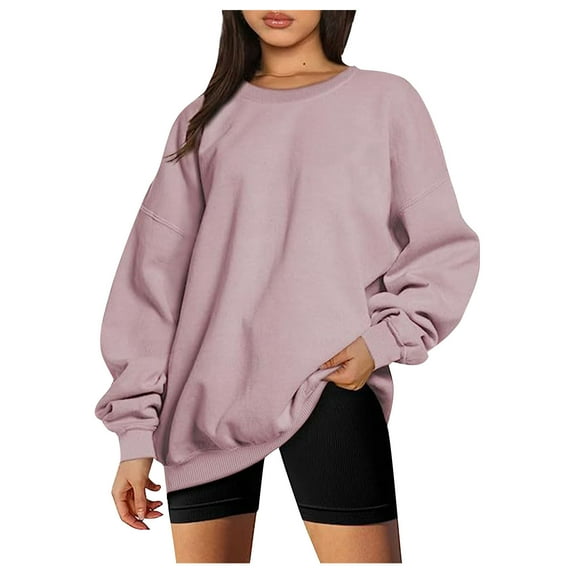 Lindreshi Sweatshirts for Women Loose Fit Women's and Winter New Solid Color Long-Sleeved Loose Large Size Casual Sweater Women