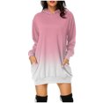 thumbnail image 1 of Spring Savings Clearance Lindreshi Sweatshirts for Women Loose Fit with Hood Women's Fashion Gradient Hooded Pullover Pocket Thin Guards Dress Hooded Dress, 1 of 5