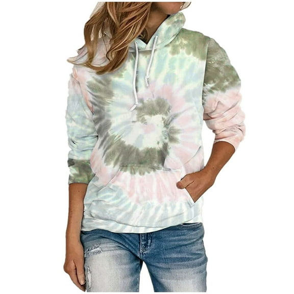 Lindreshi Sweatshirts for Women Plus Size Women Plus Size Tie- Printed Gradient Pullover Long Sleeve Sweatshirt
