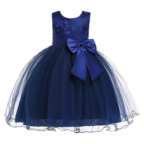 Lindreshi Toddler Girl Dresses Toddler Girls Net Yarn Embroidery Bowknot Birthday Party Gown Kids Cute Dresses