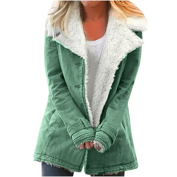 Spring Savings Clearance Lindreshi Winter Coats for Women Clearance Medium Women Plus Size Winter Warm Composite Plush Button Lapels Jacket Outwear Coat