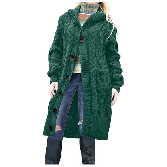 Spring Savings Clearance Lindreshi Winter Coats for Women Clearance Medium Women's Winter Long Sleeved Solid Color Knit Sweater Pocket Cardigan Jacket