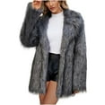 thumbnail image 1 of Lindreshi Winter Coats for Women Medium Womens Ladies Warm Faux Furry Long Coat Jacket Winter Solid V-Neck Outerwear, 1 of 6