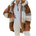 thumbnail image 1 of Spring Savings Clearance Lindreshi Winter Coats for Women Plus Size Clearance Fashion Woman Long Sleeve Open Front Loose Outerwear Patchwork Blouse Coat Tops Pockets Blouse, 1 of 5