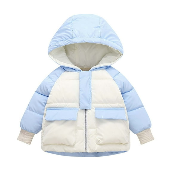 Lindreshi Winter Coats for Toddler Girls and Boys Winter Baby Boys Girls Contrast Color Hooded Cotton Jacket