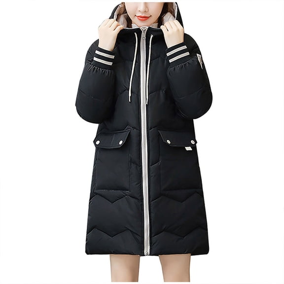 Lindreshi Winter Coats for Women 2023 Trendy Womens Winter Jacket Warm Overcoat Hooded Zipper Thicker Coat Pocket Outwear