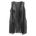 thumbnail image 1 of Lindreshi Winter Coats for Women Plus Size Women Winter Suede Ethnic Sleeveless Tassels Fringed Vest Cardigan, 1 of 7