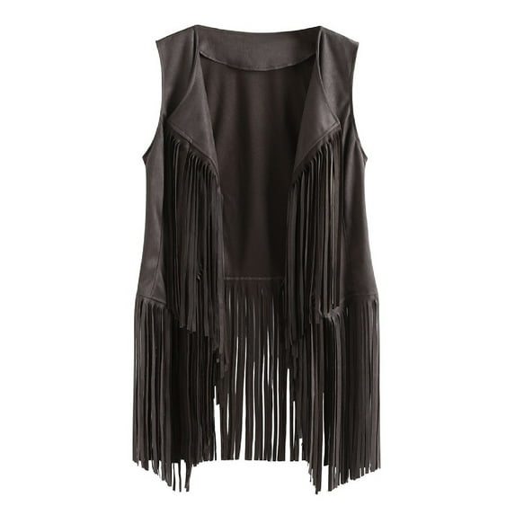 Lindreshi Winter Coats for Women Plus Size Women Winter Suede Ethnic Sleeveless Tassels Fringed Vest Cardigan