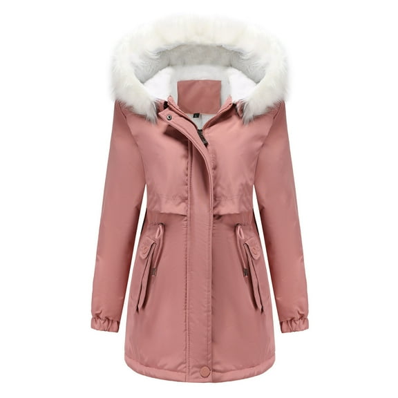 Lindreshi Winter Jackets Women Womens Warm Long Coat Hoodies Collar Jacket Slim Winter Parkas Outwear
