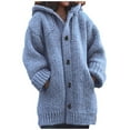 thumbnail image 1 of Lindreshi Winter Sweaters for Women Women's Thickened Medium Long Sweater Hooded Cardigan Solid Color Coat Sweater Coat, 1 of 7