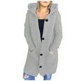 thumbnail image 1 of Lindreshi Winter Sweaters for Women Womens Long Sleeve Cable Knit Long Cardigan Open Front Button Hooded Sweater Outerwear, 1 of 8