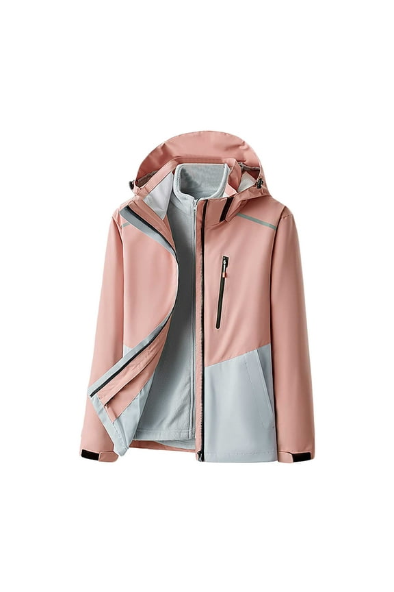 Womens Jackets with Hood on Women's Couple Style Sprinting Suit Three In One Or Two Outdoor Ski Riding Suit Hooded Warm Coat