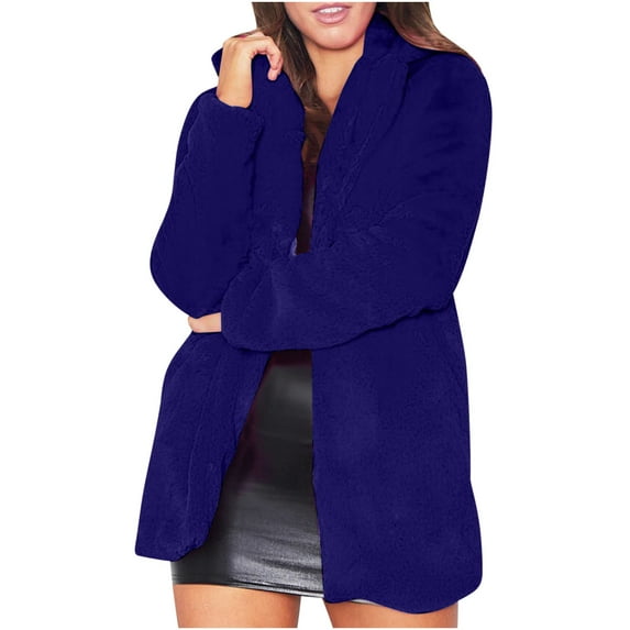 Spring Savings Clearance Lindreshi Womens Jackets and Coats Clearance Women's Faux Jacket Mid Length Loose Fluff Soft Rabbit
