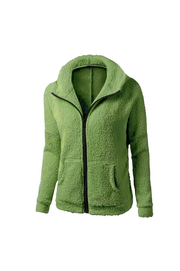 Womens Jackets with Hood on Women's Solid Color Pol Sweater Long Sleeve Hooded Casual Coat/Jacket