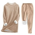 thumbnail image 1 of Lindreshi Womens Pajama Sets 2pc Thermal Underwear for Women Long Johns with Fleece Lined Long Underwear Set Cold Weather Pajamas Top Bottom, 1 of 9